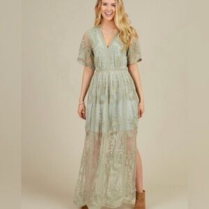 Altar'd State Sage Lace Maxi Dress